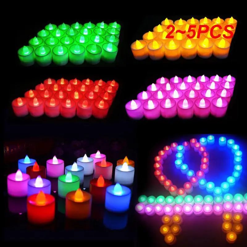 2~5PCS Creative LED Candle Multicolor Lamp Simulation Color Flame Tea Light Home Decor Wedding Birthday Decoration Night Light