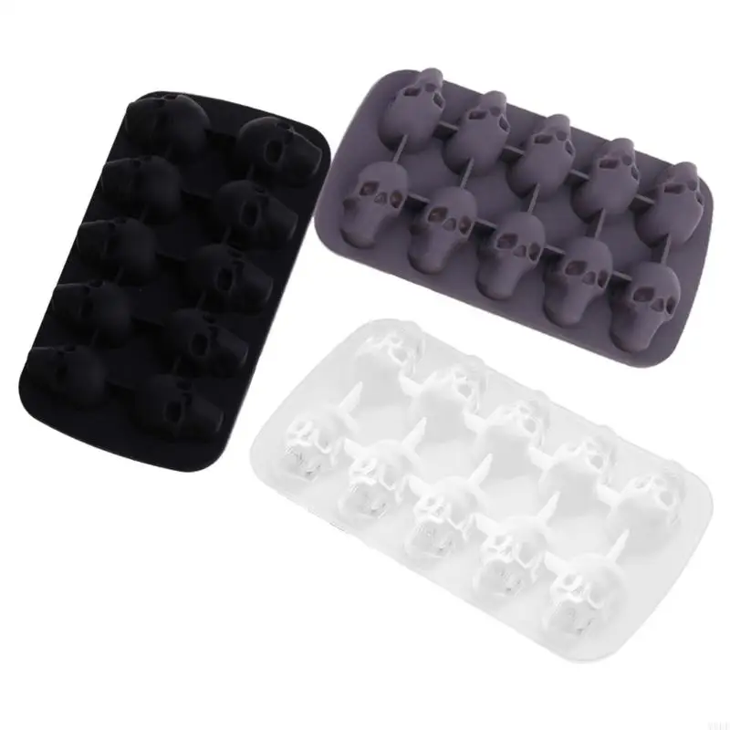 MOLF 10 Cavity Maker 3D Skull Silicone Chocolate Mold DIY Wine Cocktail Bar Party Kitchen Tray