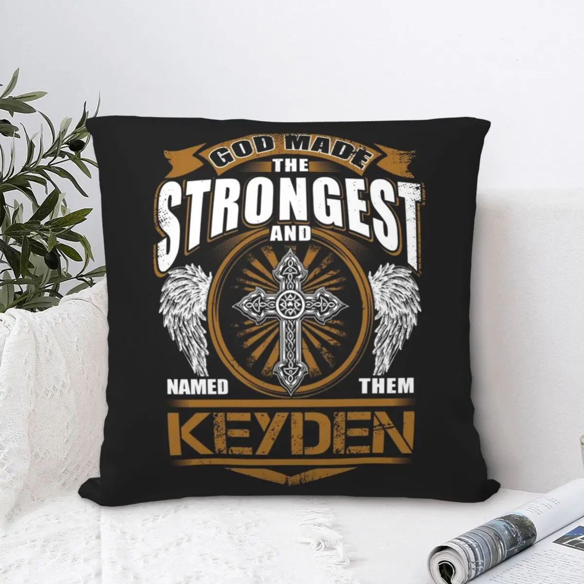 God Found Strongest And Named Square Pillowcase Polyester Pillow Cover Velvet Cushion Decor Comfort Throw Pillow for home Car