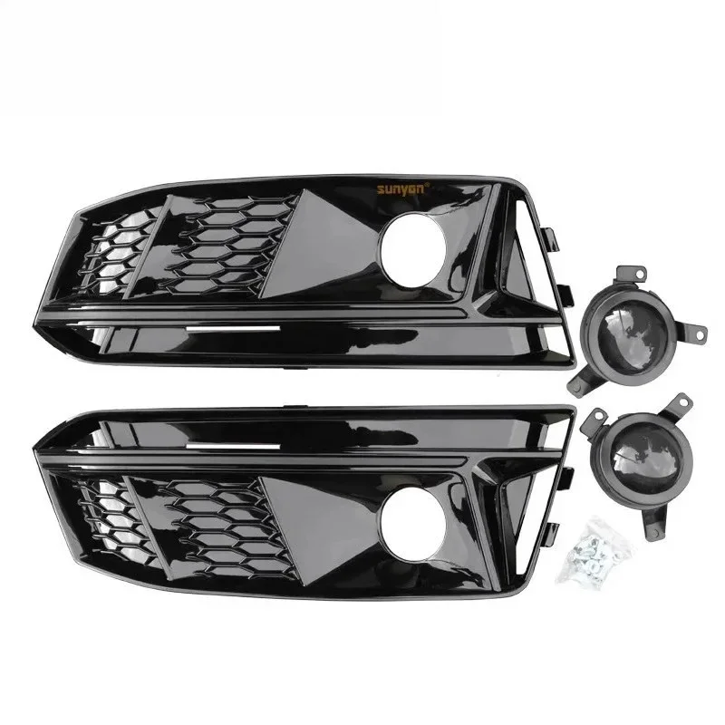 FOR Applicable to Audi S4 fog light frame 2017-2019 Audi A4 B9 modified S4ACC front bar bright black fog light