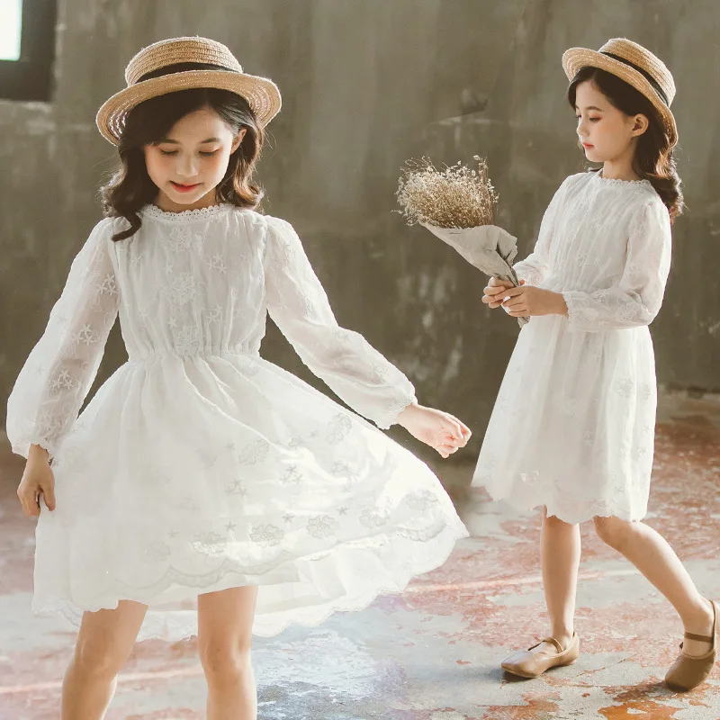 

Girls' Floral Lace Dress New Children's Dress Spring and Autumn Sand Dress Little Girl Stylish Princess Dress Trendy