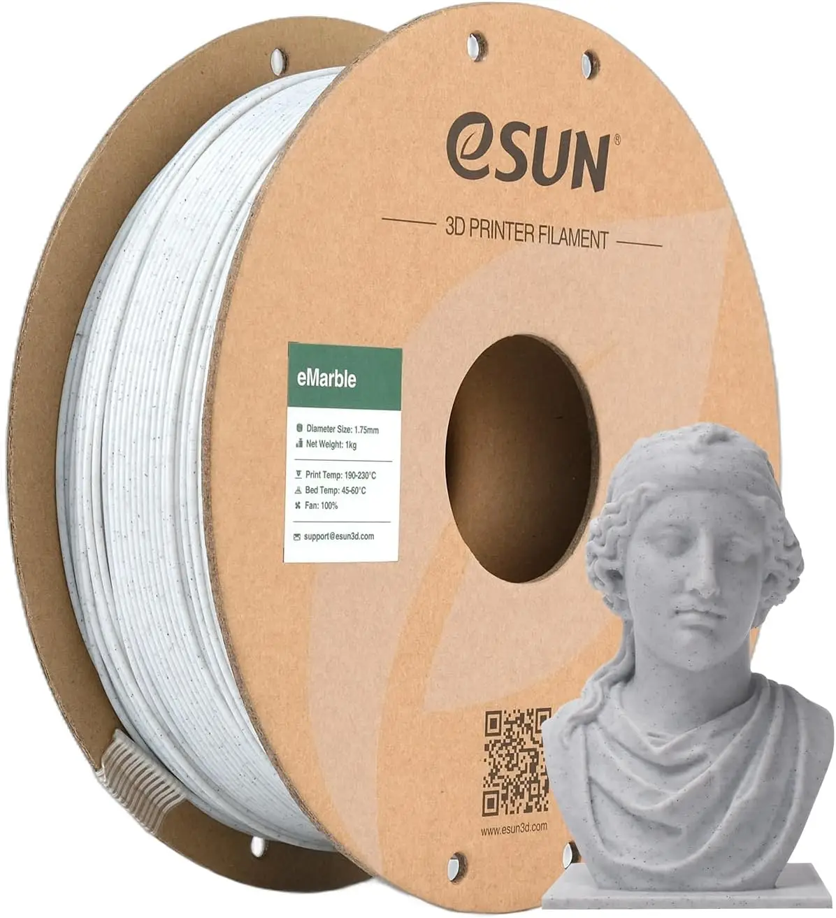 ESUN Marble PLA Filament 1.75mm, 1KG Spool 3D Printing Filament for 3D Printers, Stable Dimensional Tolerance