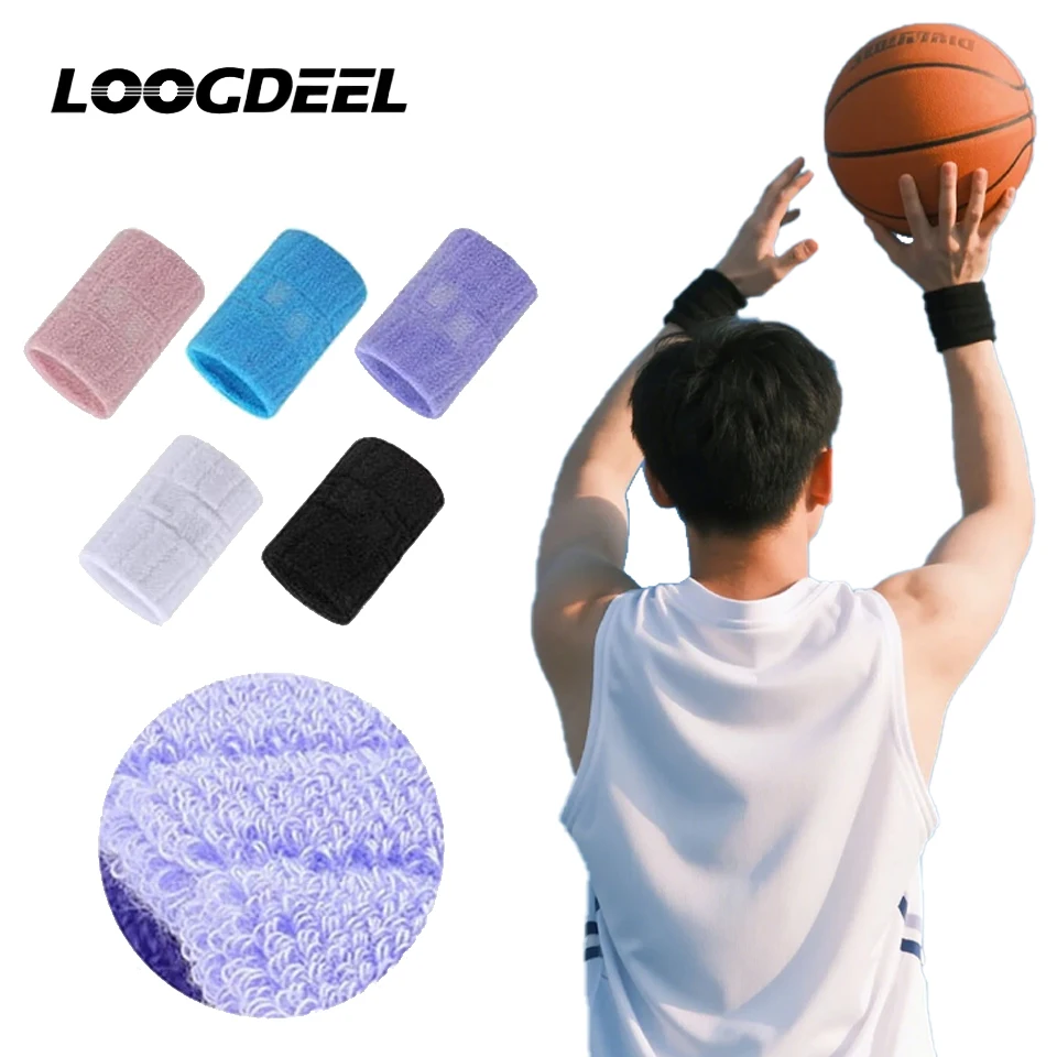 Loogdeel Cotton Sports Wrist Protector Breathable Quick-Dry Wristband Basketball Football Fitness Unisex Athletic Wrist Support