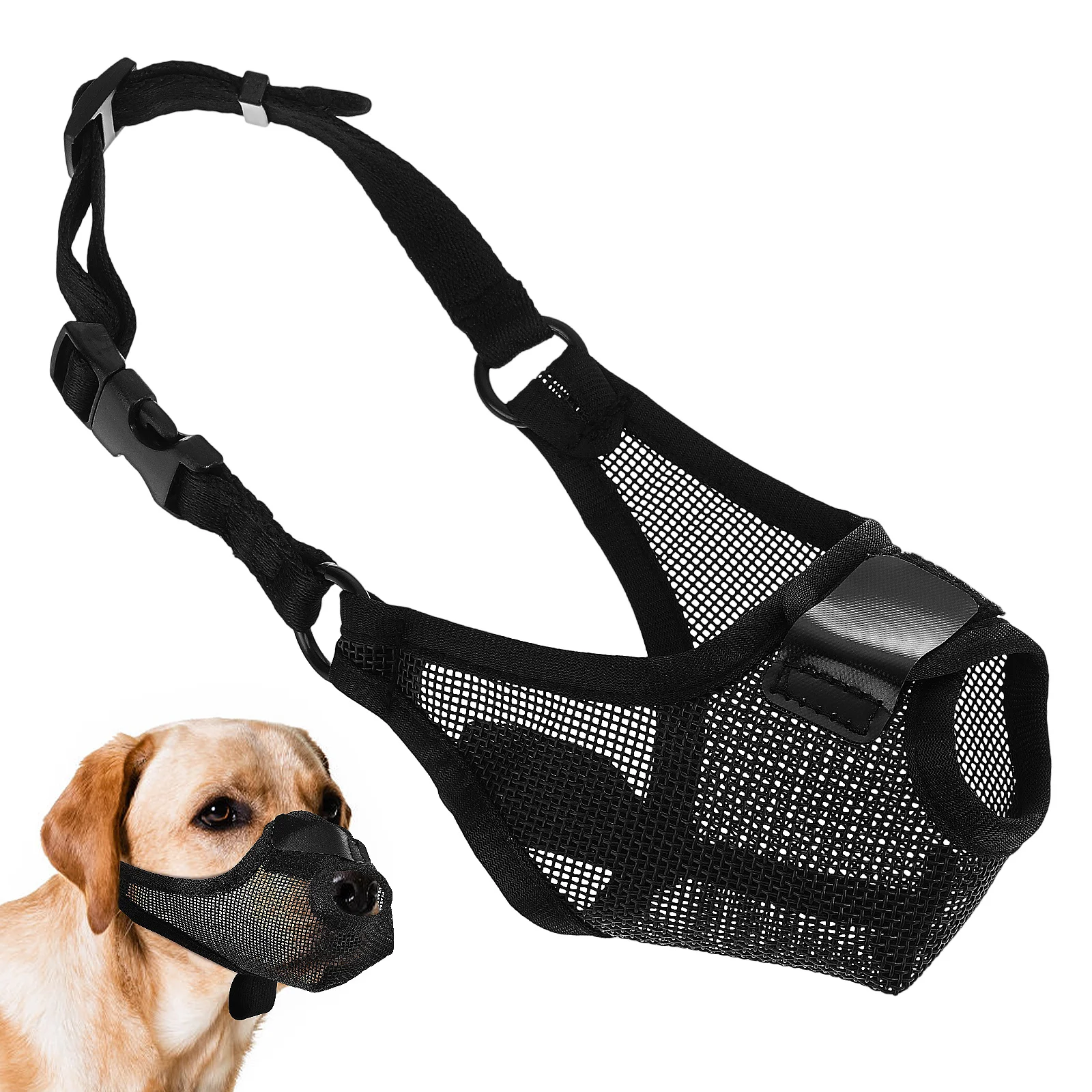 

Breathable Dog Mask Large Muzzle Polyester Mesh to Prevent Chewing Adjustable Muzzles