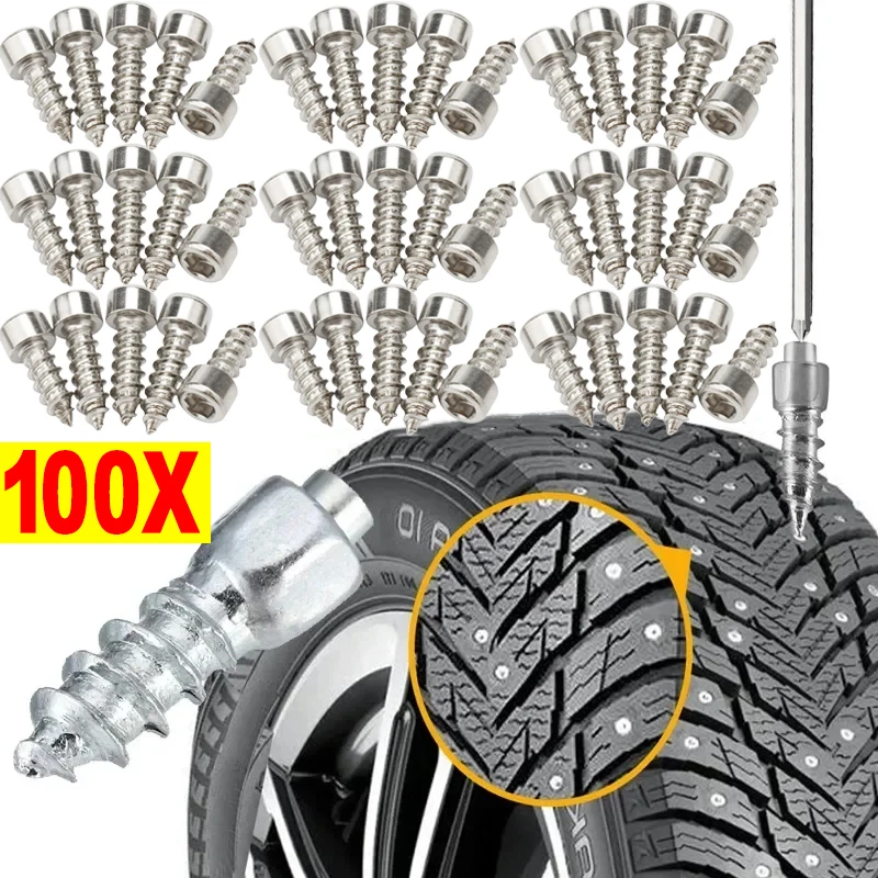 100–20 Stück Autoreifen-Stollen, Anti-Rutsch-Schrauben, Nägel, Auto, Motorrad, Fahrrad, LKW, Off-Road-Reifen, Anti-Eis-Spikes, Schneeschuhe, Sohle, Stollen
