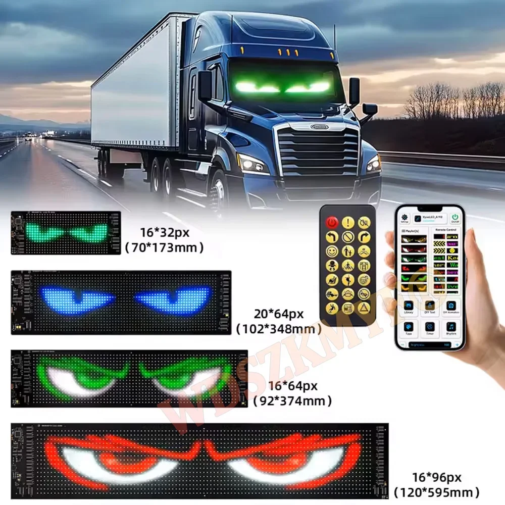 التحكم في التطبيق DIY سيارة مرنة عرض ضوء RGB LED مصفوفة بكسل شاشة بلوتوث للبرمجة لافتات إعلانية متحركة
