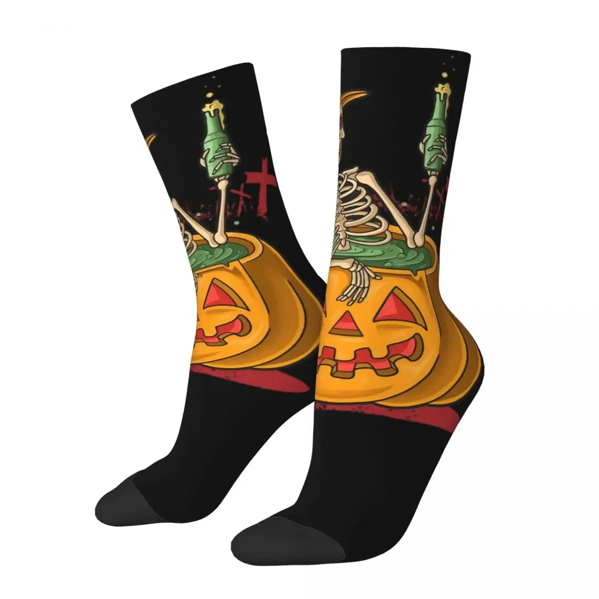 

Novelty Women's Socks Halloween Pumpkin Atmosphere Product Soft Horror Skull Graphic Socks All Seasons