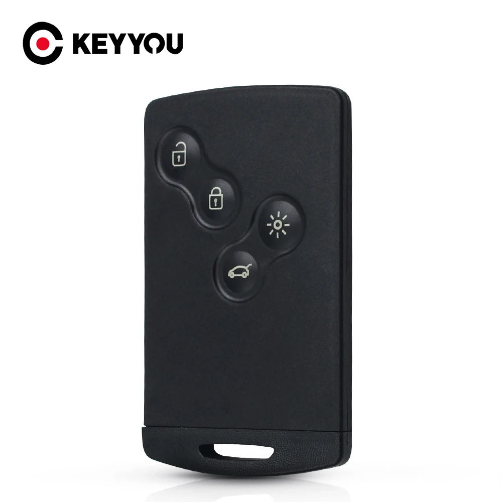 

KEYYOU 4 Buttons Remote Smart Card Key Shell For Renault Laguna Koleos Megane Fob Original KeyCase WIth Insert Small Key Blade