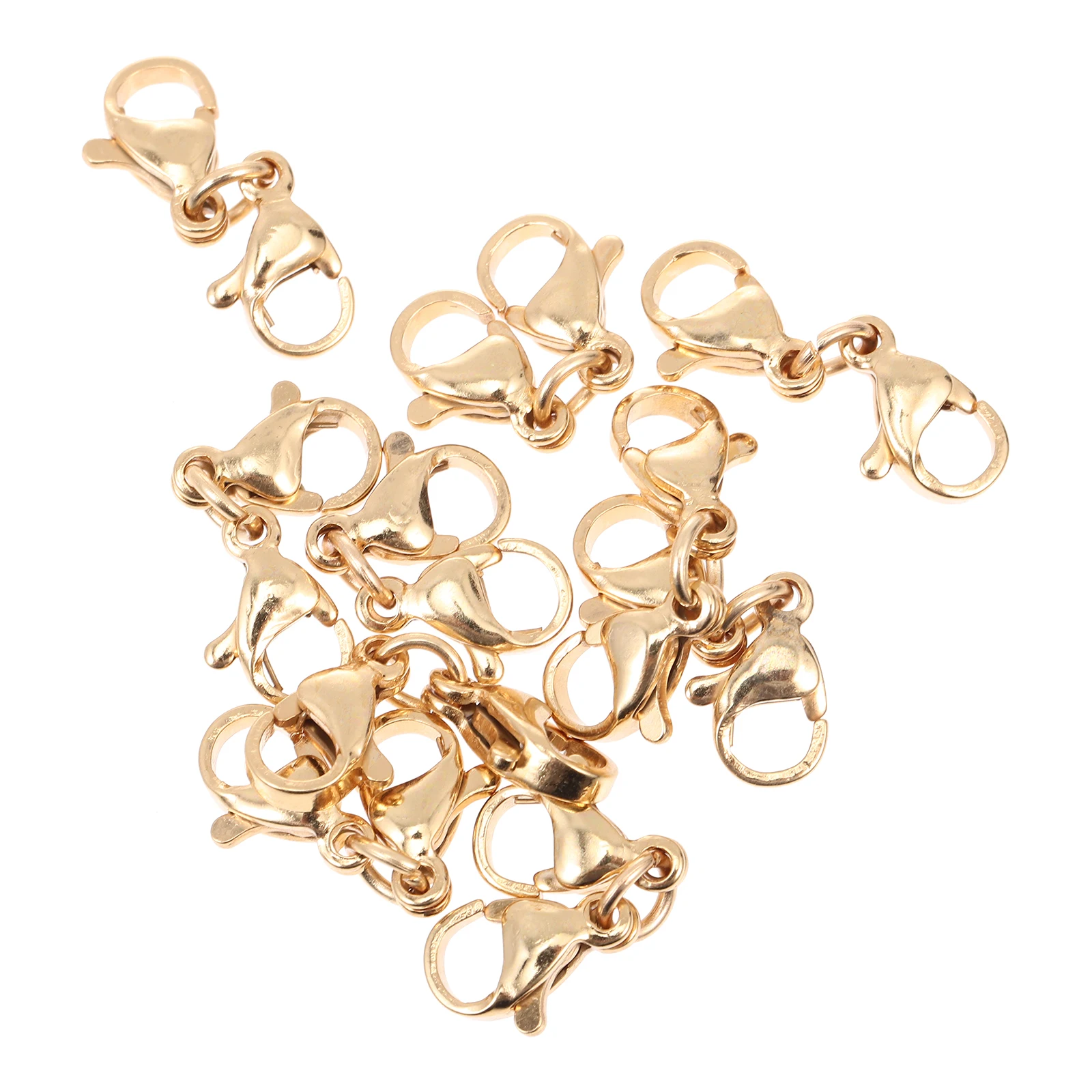 

10pcs Lobster Buckle Clasp Stainless Steel Double Claw Connector For Diy Jewelry Making Necklace Bracelet Extension Replacement