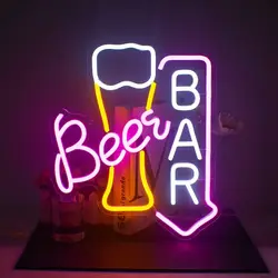 1 beer bar neon sign LED neon light, home bar restaurant men's cave coffee shop small bar club party decoration gift