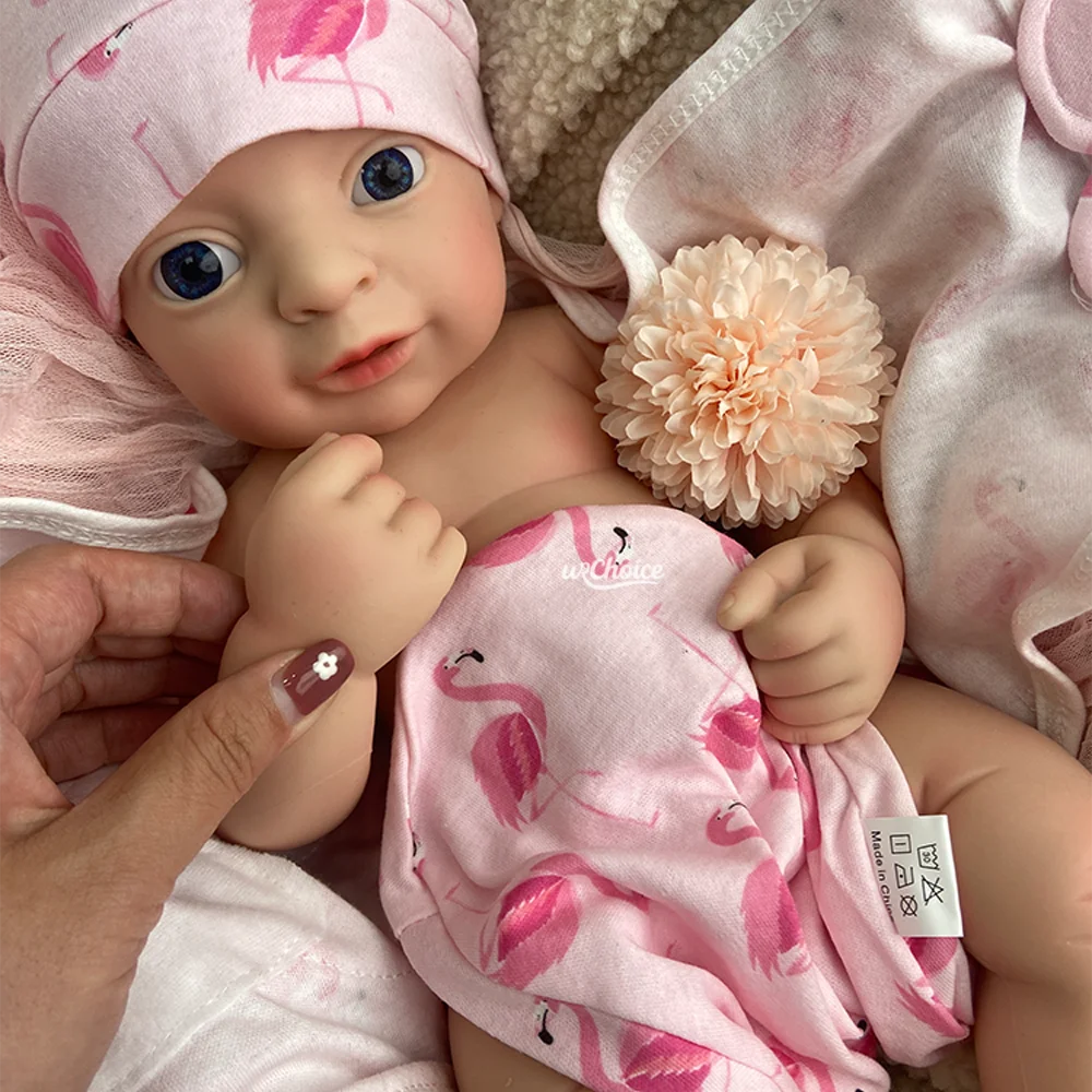 Poupée Reborn en silicone souple, 43 cm, bouche ouverte et lavable, peau peinte réaliste, pour nouveau-né, pour enfants de 3 ans et plus, cadeaux pour enfants
