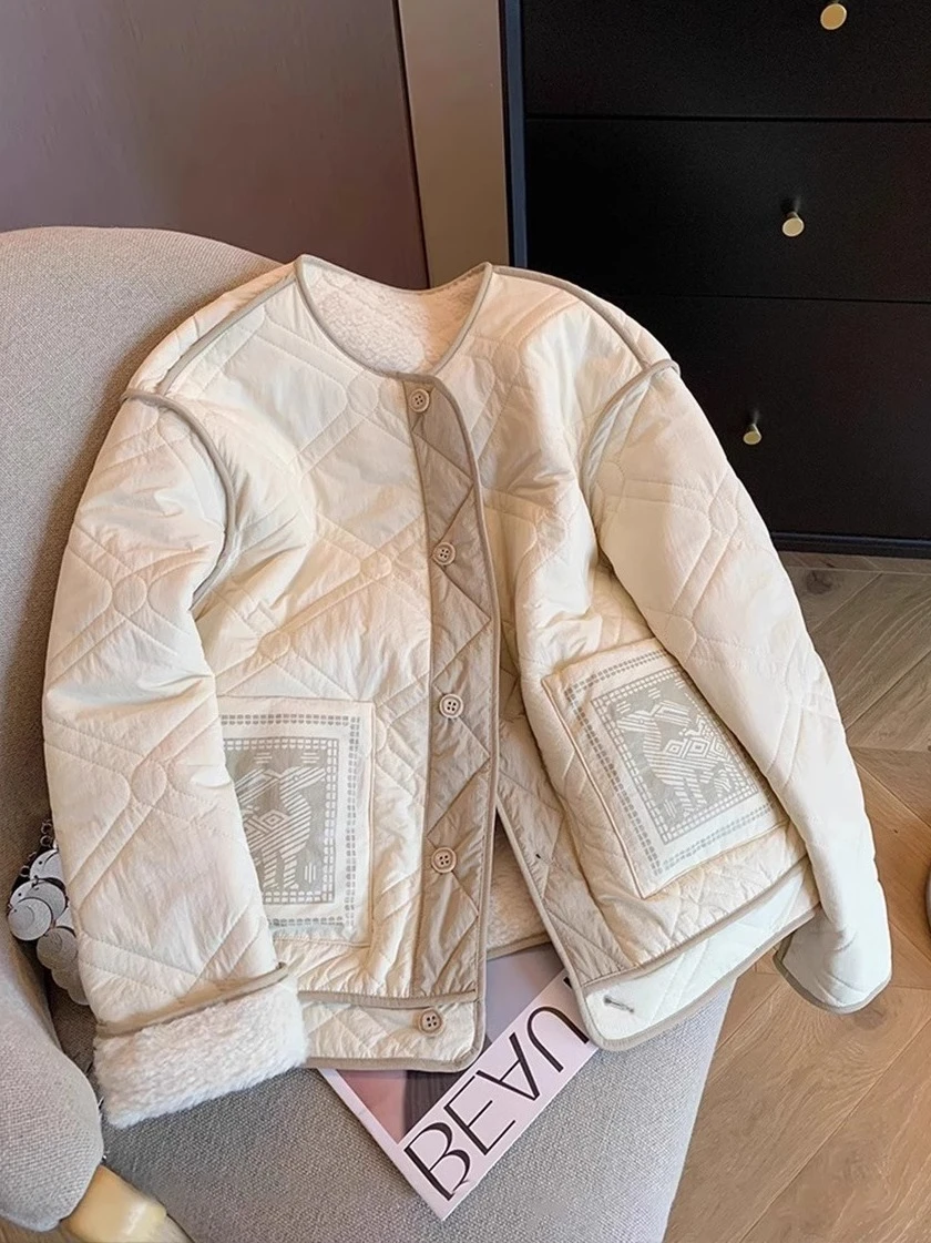 

Korean Retro Spliced Light Cotton Jaet Quilted Pattern Women's Faion Warm Autumn Winter Coat Men's CleanFit Sle Casual ...