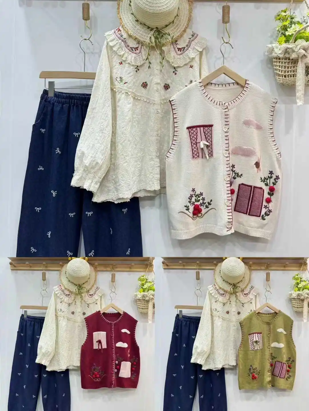 女性の刺繍入りプレッピースタイルのセーターベスト,ノースリーブトップ,シングルブレスト,新しい秋のコレクション,d152