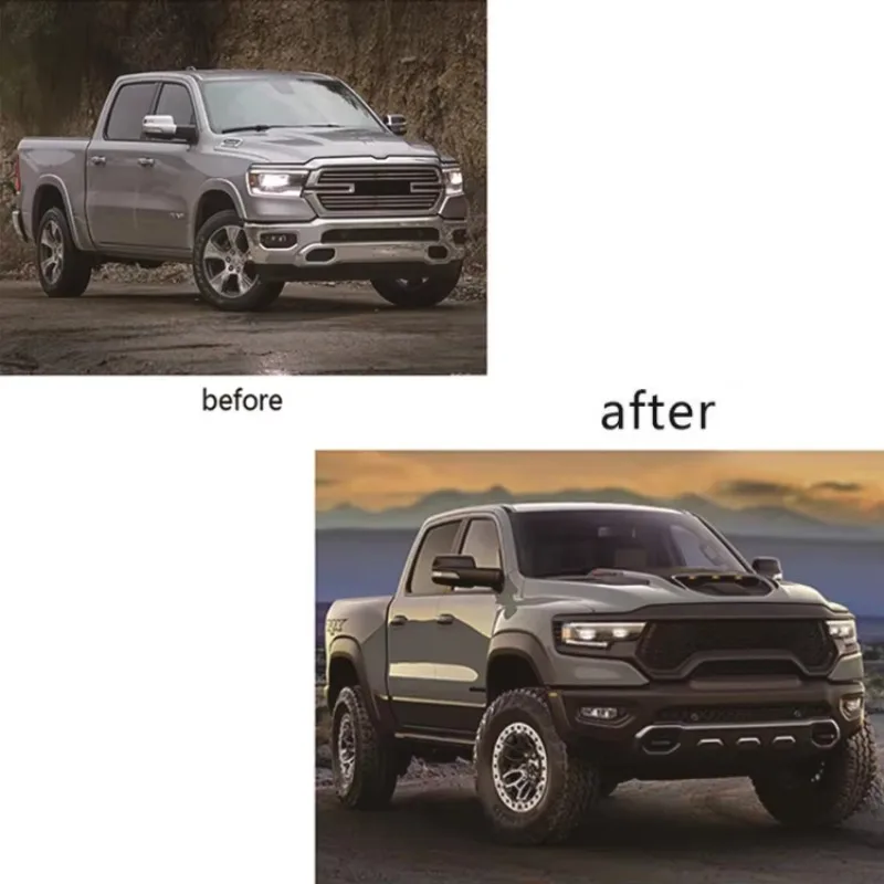 Car Accessories Auto Body System Car Bumpers Body Kit for 2019-2023 Dodge RAM 1500 Upgrade 2023 TRX T-Rex Kit