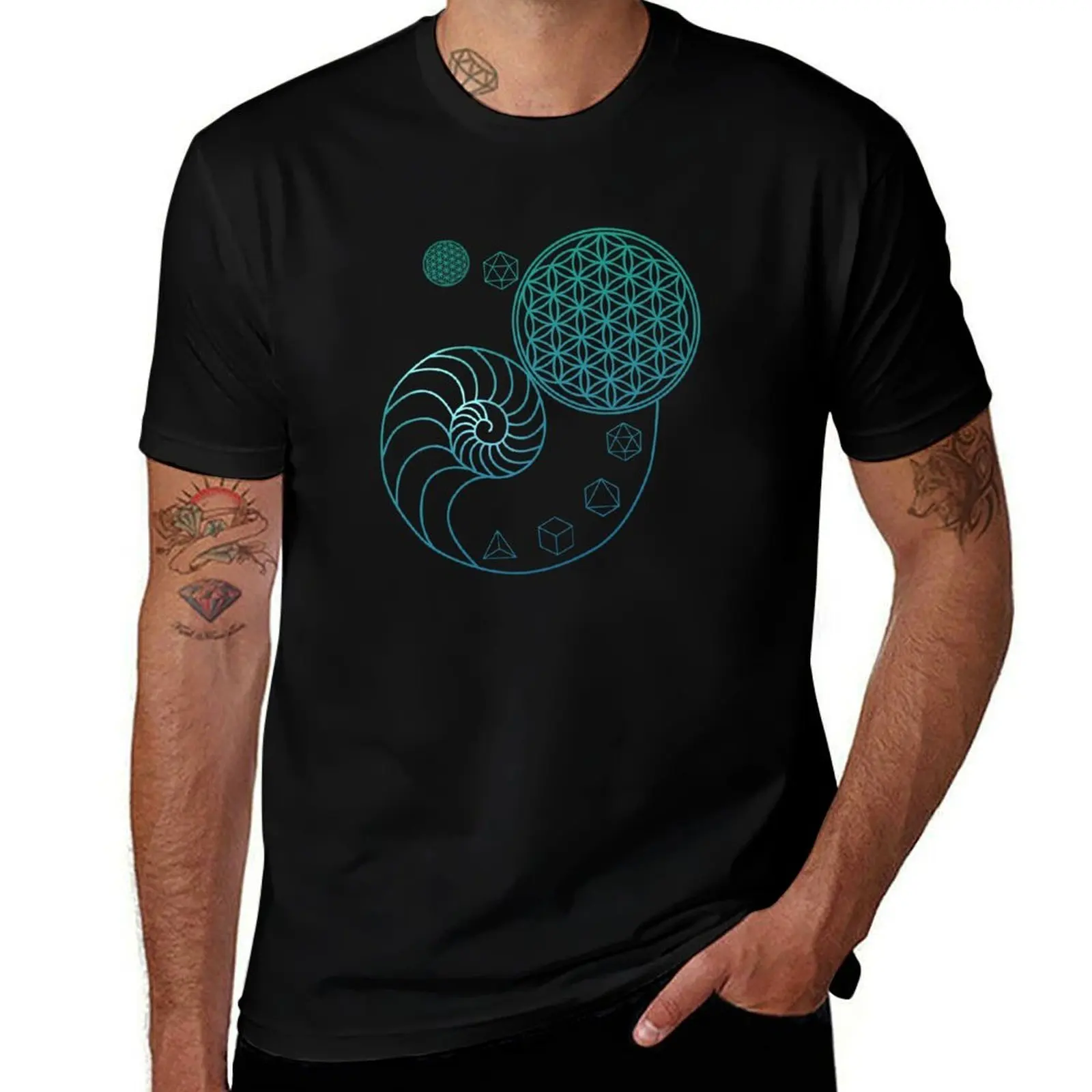 

Sacred Geometry Spiral of Creation T-Shirt Basic Simple Casual Short Sleeve Tee