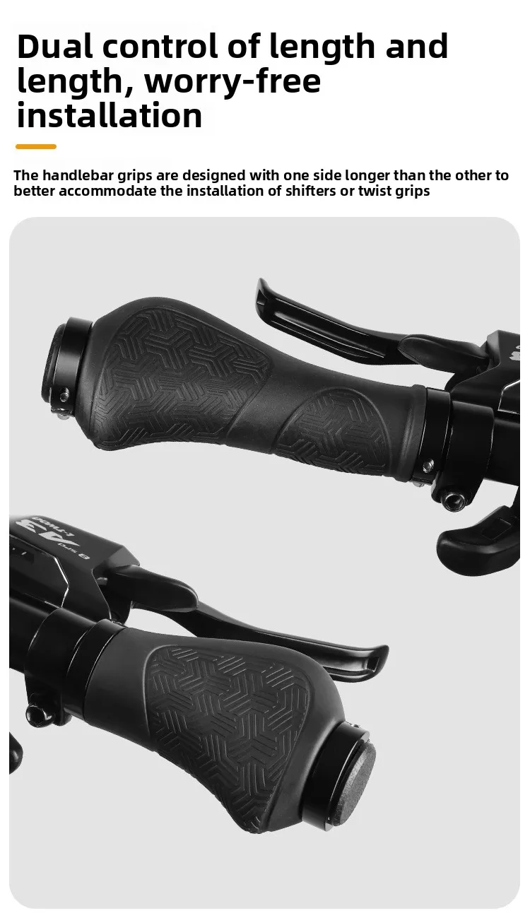 Ein Paar Fahrradlenkerüberzüge, faltbare Gummi-Co-Griffe, lange und kurze ergonomische beidseitig verriegelbare Griffe – Detail 9