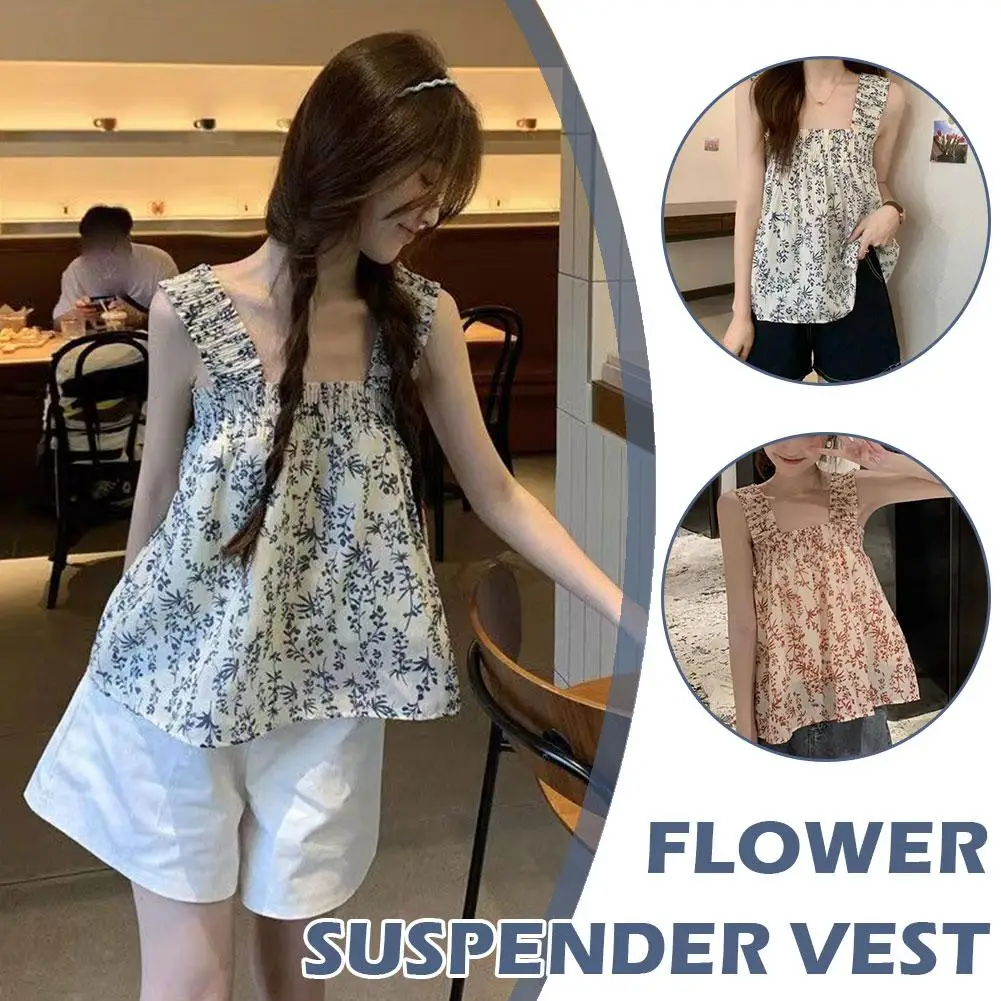 

Pure Desire Sle Floral Small Cami Women Summer Gyaru Age-Reducing Doll Shirt Beautiful Tube Sexy C2Q6