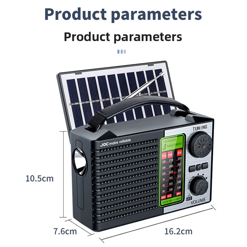 emergency radio Multifunctional solar-powered wireless charging battery flashlight, outdoor emergency radio