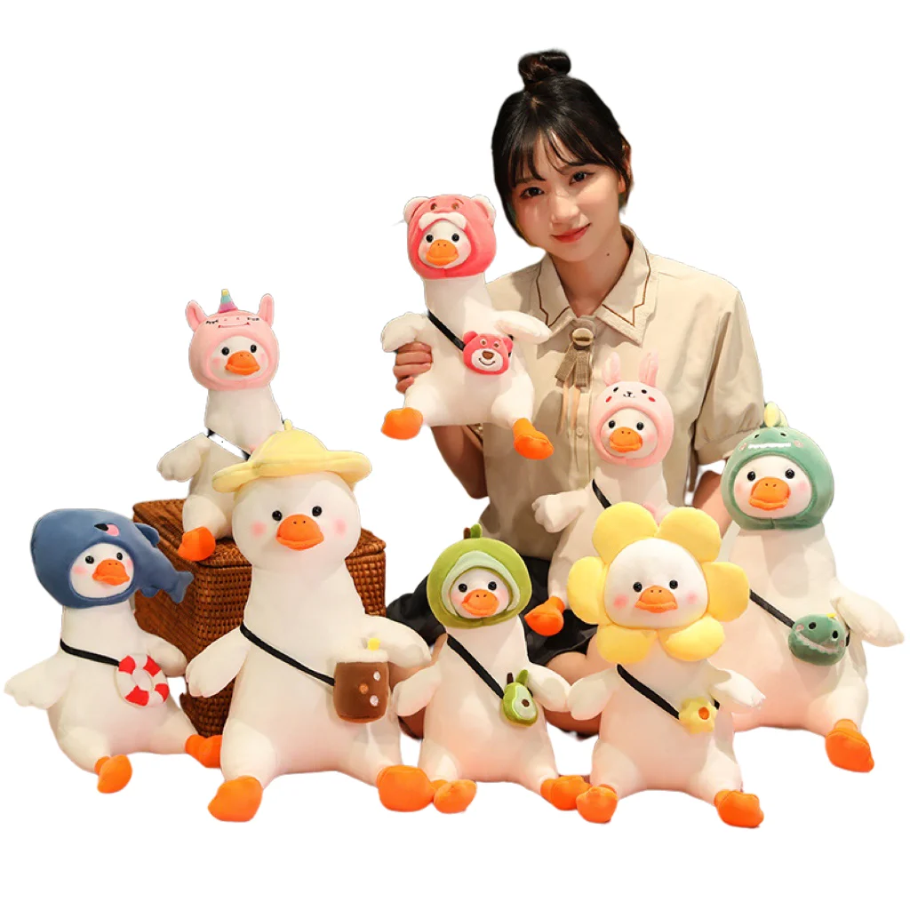Cute Creative Transformation Series Big White Goose Down Toys Comfort Dolls Sofa Decoration Ornaments Girls Kids Birthday Gifts