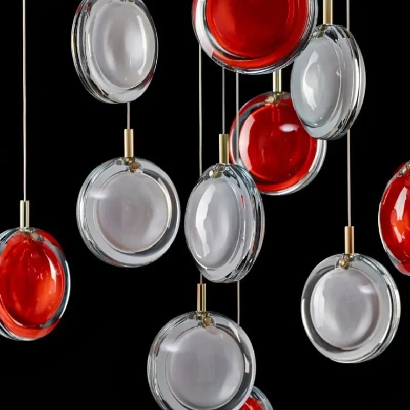 

Nordic Glass LED Pendant Light Crystal Designer Villa Club Staircase Pendant Lamp Postmodern Coffee Shop Clothing Store Lighting
