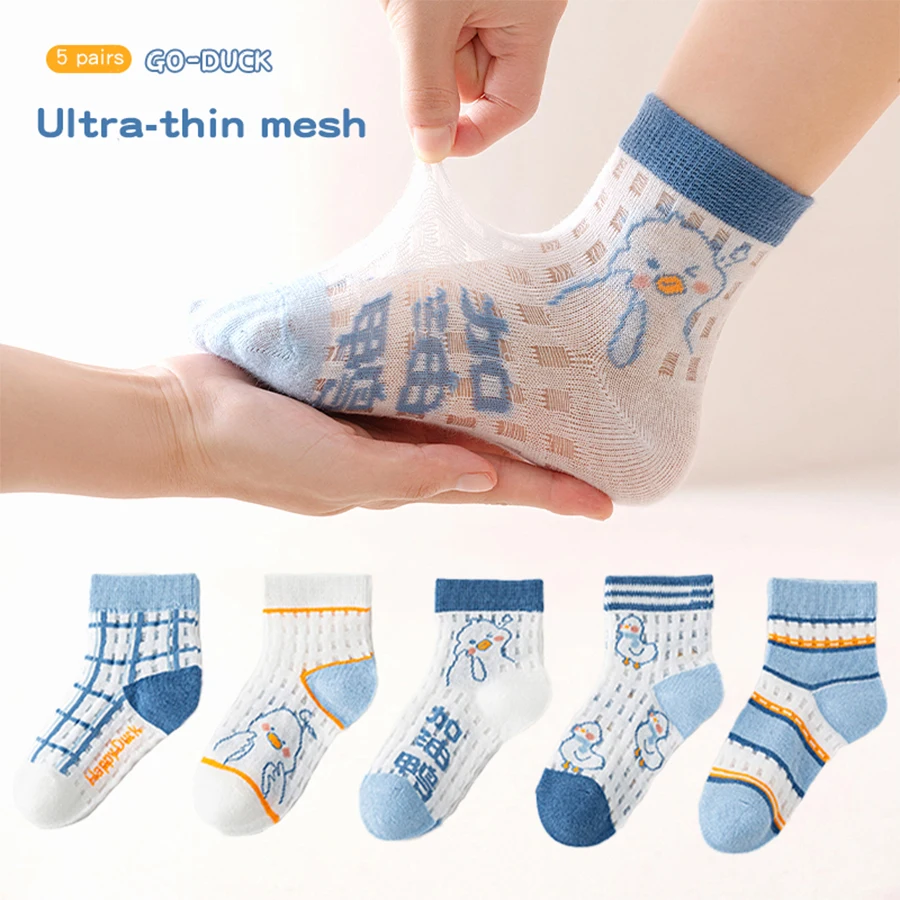 5Pairs 1-16Years Mesh Socks Ultra Thin Breathable Cotton Soft Socks Fit Like a Glove Invisible Transparent Socks New Products