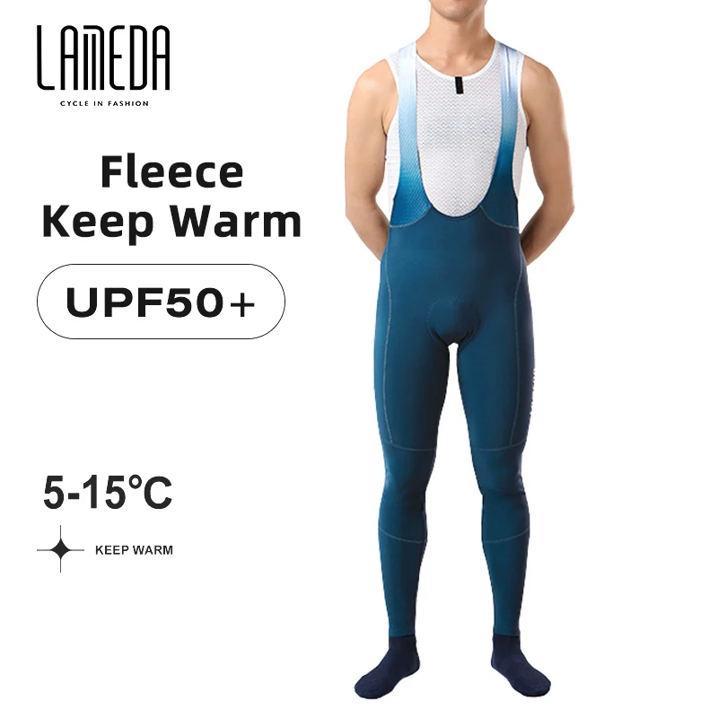 

LAMEDA Cycling Bib Pants Winter Autumn Fleece Warm Men Bicycle Bib Shorts Sponge Pad MTB Road Bike Long Pants