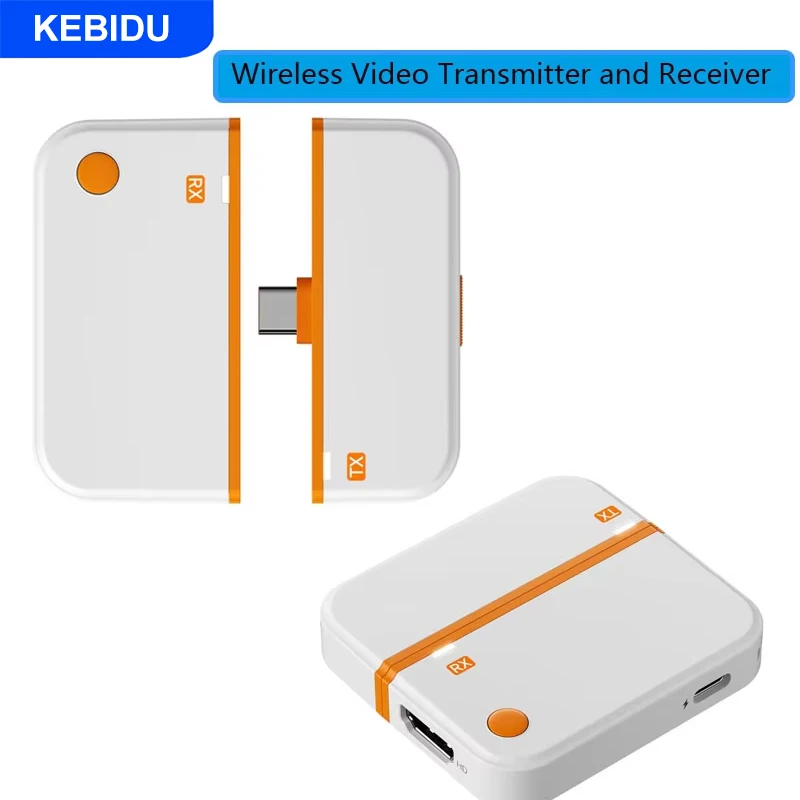 KEBIDU Transmisor y Receptor de Video Inalámbrico Compatible con HDMI Tipo C de 50m, Adaptador Extensor, Dongle para TV, PC, Teléfono, Laptop