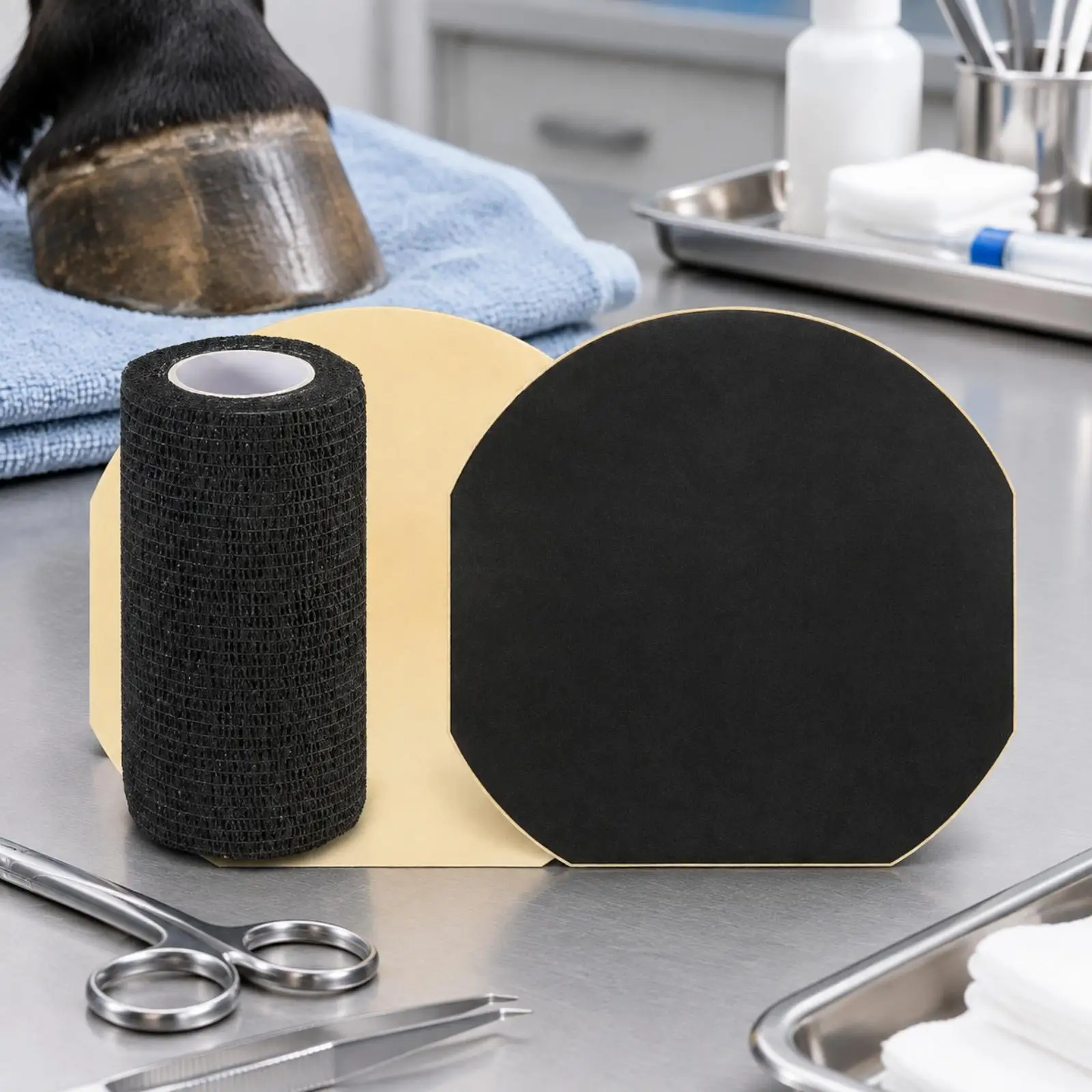 Horse Hoof Cushion Pad Felt Dressing Wrap for Equine Wound Care Recovery Support with Bandage for Stable First Aid Kit
