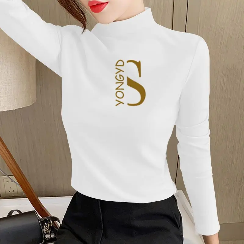 Thickened Base Shirt Top Premium Women's T-shirt Guangzhou Thirteenth Factory Autumn Winter High Collar Long Sleeve Regular Fit