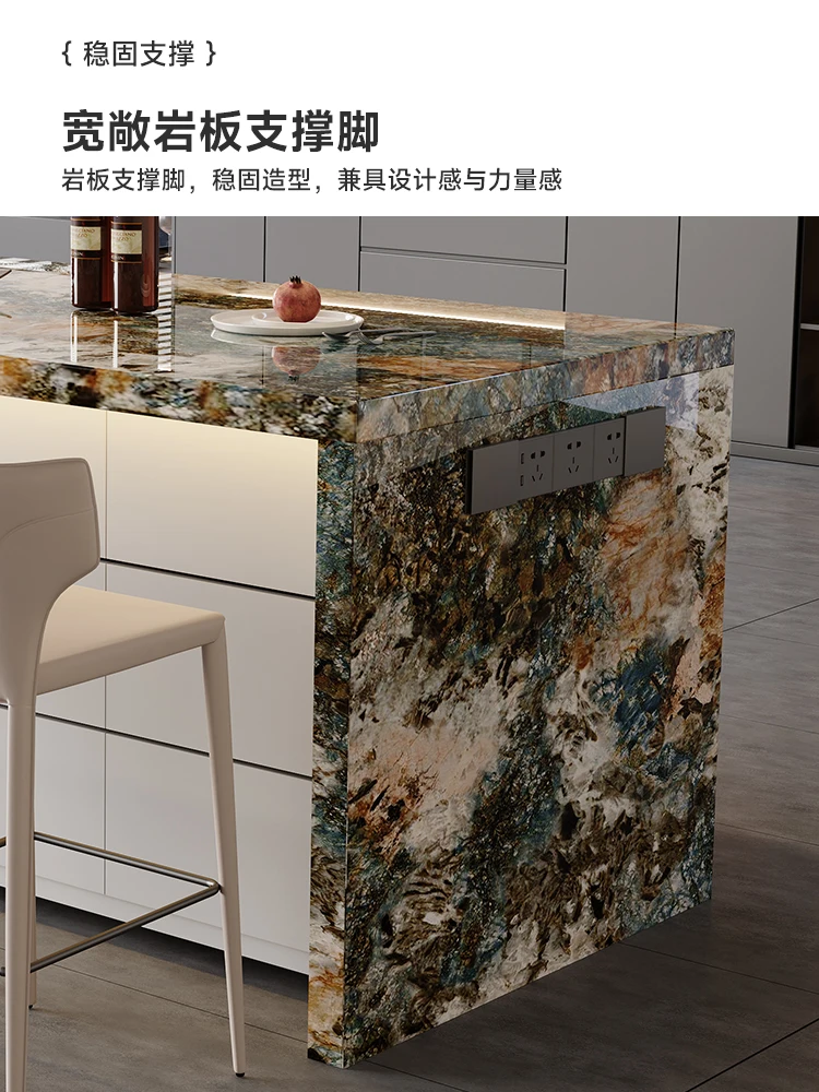 Advanced operation island table, open kitchen, bar counter, island table flush, high-end dining table, Italian dining table