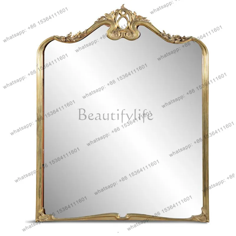 Vintage carved makeup mirror light luxury French decoration bathroom bathroom vanity mirror