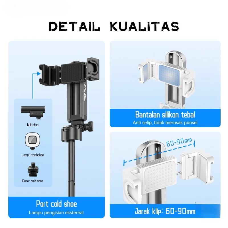 LISCN P15 Selfie Stick Mini Extendable Phone Grip Tripod with  Remote Control Mini Phone Grip Shooting for Vlogging Video