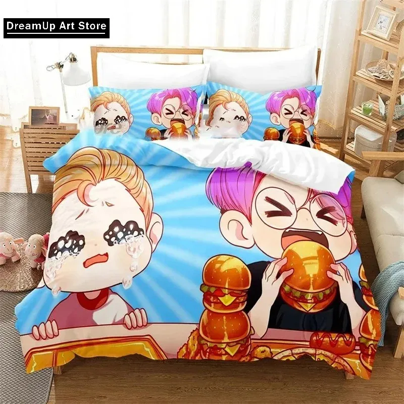 3D Cartoon Foxy Boxy Lanky-box Bedding Set Cute Quilt Cover Bed Cover With Pillowcase Twin Single Queen King Size Boys Adult