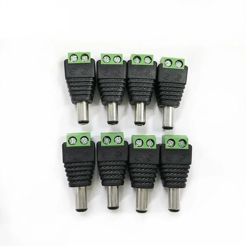 Female Male DC Power Plug Adapter for Single Color LED Strip and CCTV Cameras, 5.5mm x 2.1mm