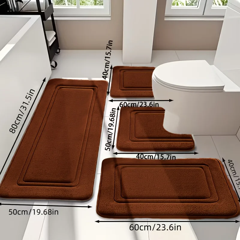 4Ps Advanced Bathroom Mat - Quick-Drying Memory Foam Machine Washable Thick Non-Slip Carpet Suitable for Shower Rooms Kitchens