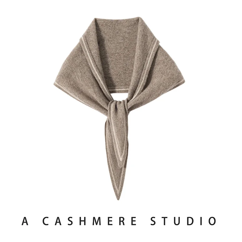 

Versatile 100% Pure Cashmere Triangle Scarf Casual Solid Color Knitted Fashionable Accessory