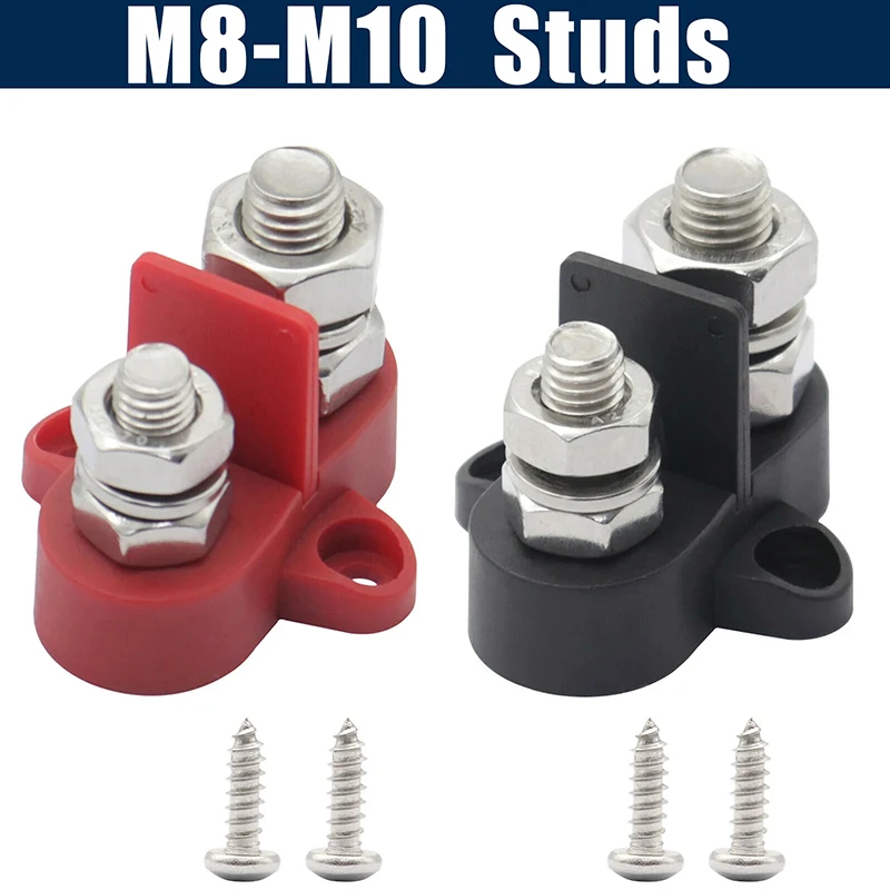 

M8 M10 Battery Power Distribution Terminal Block For Car/Auto/Marine/Trailer/RV Dual Isolated Studs Body Kits Car Accessories