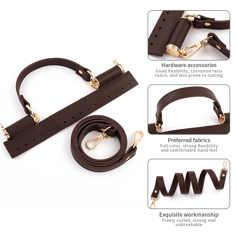 1Set PU Leather Bag Strap DIY Handle Handbag High Quality Bag Strap with Hardware Accessories for Women Shoulder Handbag