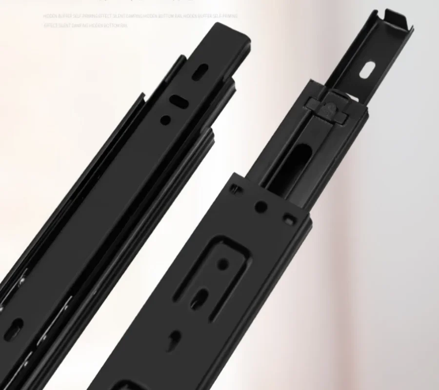 1 pair Drawer guide rail three-section slide rail cabinet thickened mute ball side-mounted 3-section track wholesale