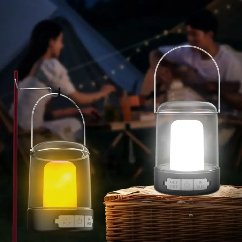 Linterna LED Recargable por USB, 3 Colores, Modos Ajustables, Lámpara de Camping Compacta con Control Táctil