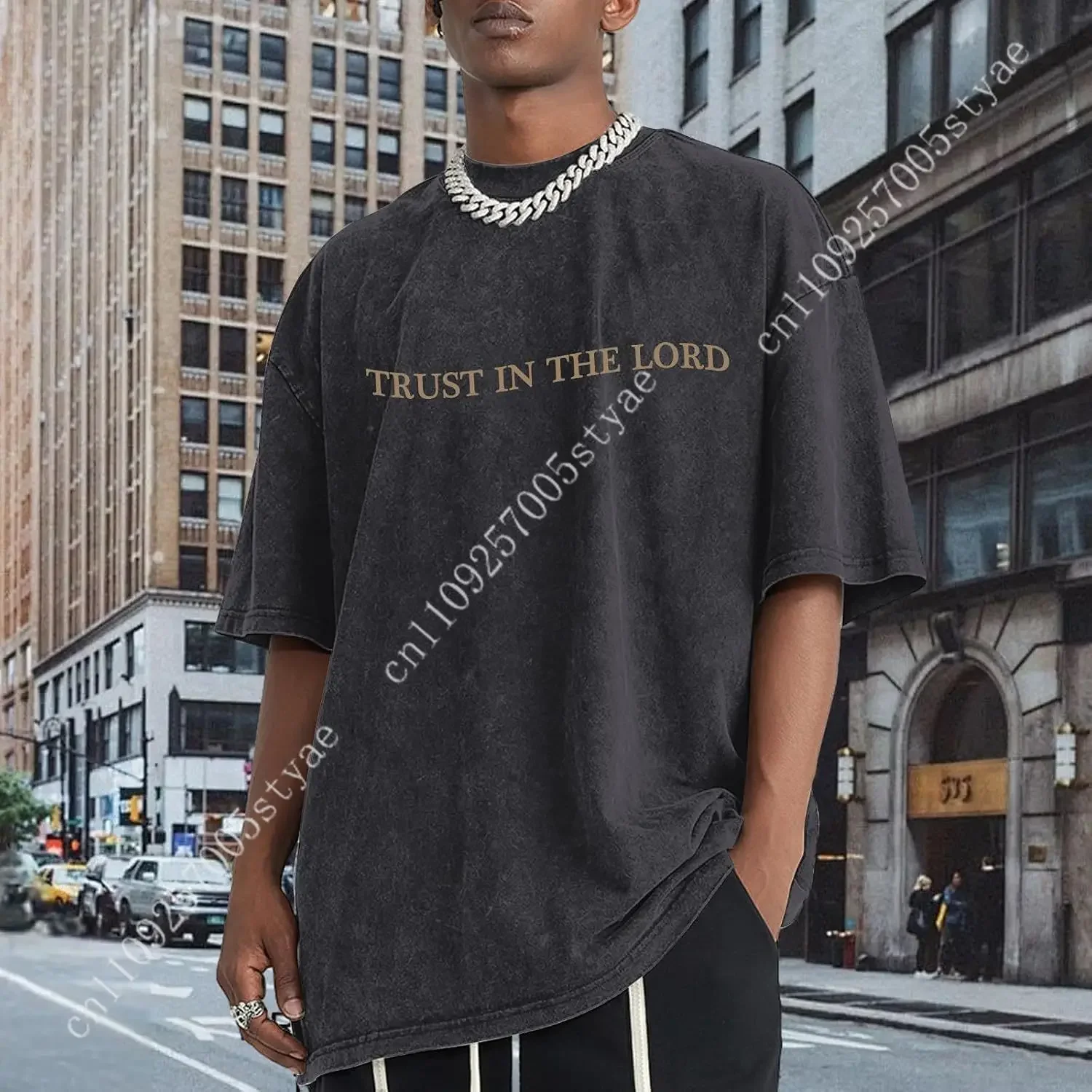 Wrenpies Mens Oversized Christian Shirts God Faith Jesus Religious Tshirts Trust in The Lord Bible Verse Tees Acid Wash Tops