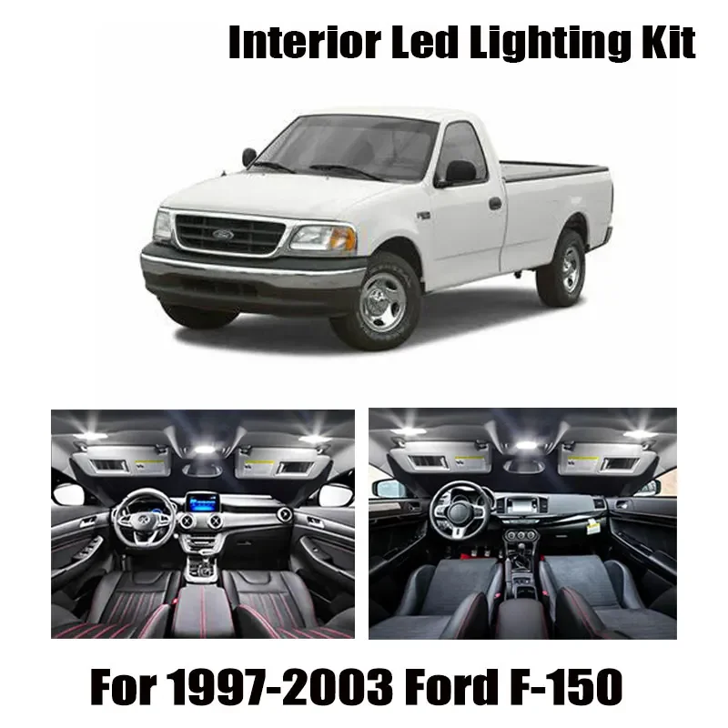 10 Bulbs White Interior LED Car Map Dome Light Kit Fit For 1997-2000 2001 2002 2003 Ford F-150 F150 Courtesy Step License Lamp