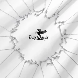 TrustDavis Girls Real 925 Sterling Silver Necklace 12 Constellations Pendant Birthday Gift for Women Daughter Jewelry DS4062