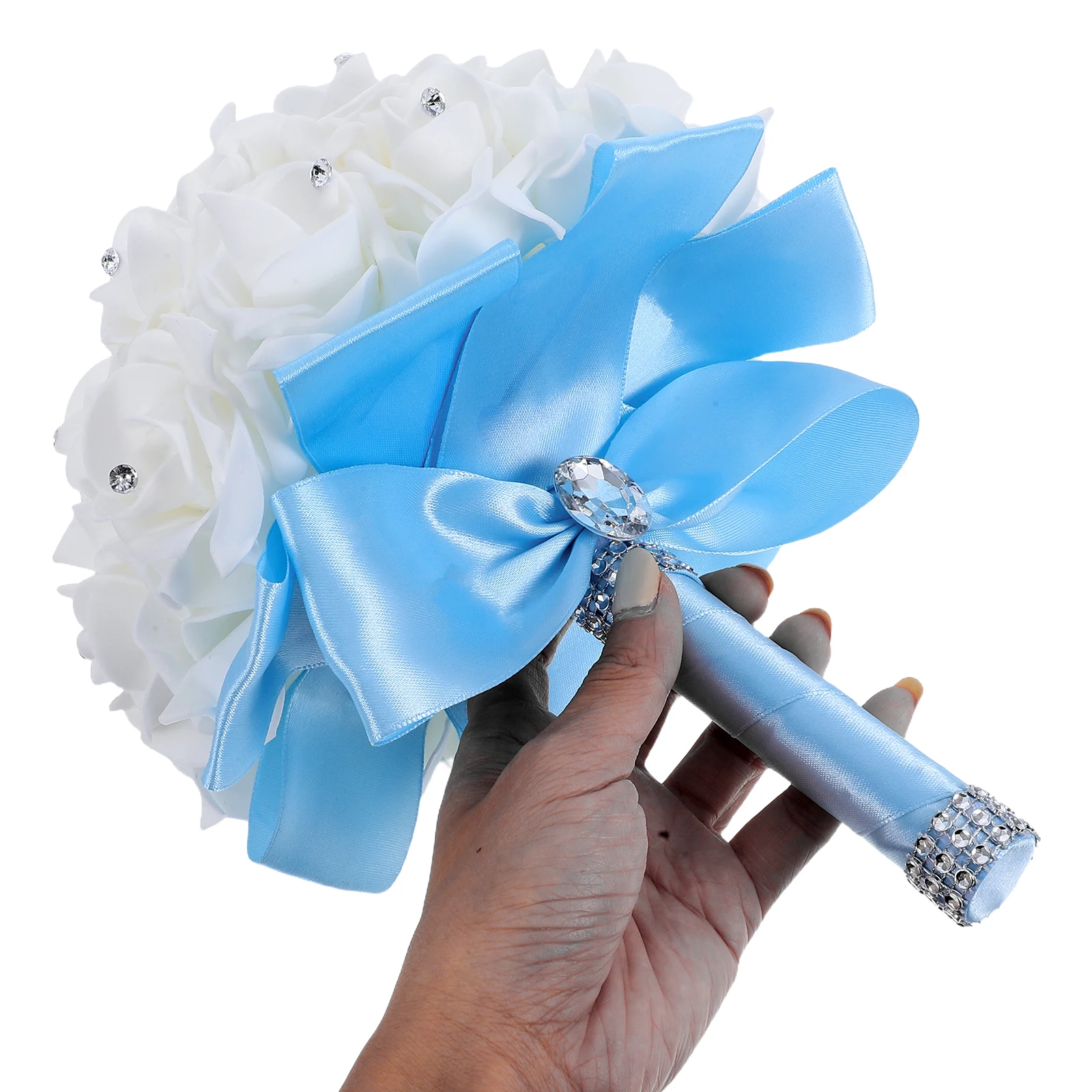 

Luxury Artificial Rose Bouquet Wedding Bride Hand Flowers Bridesmaid Floral Arrangement Table Home Decor