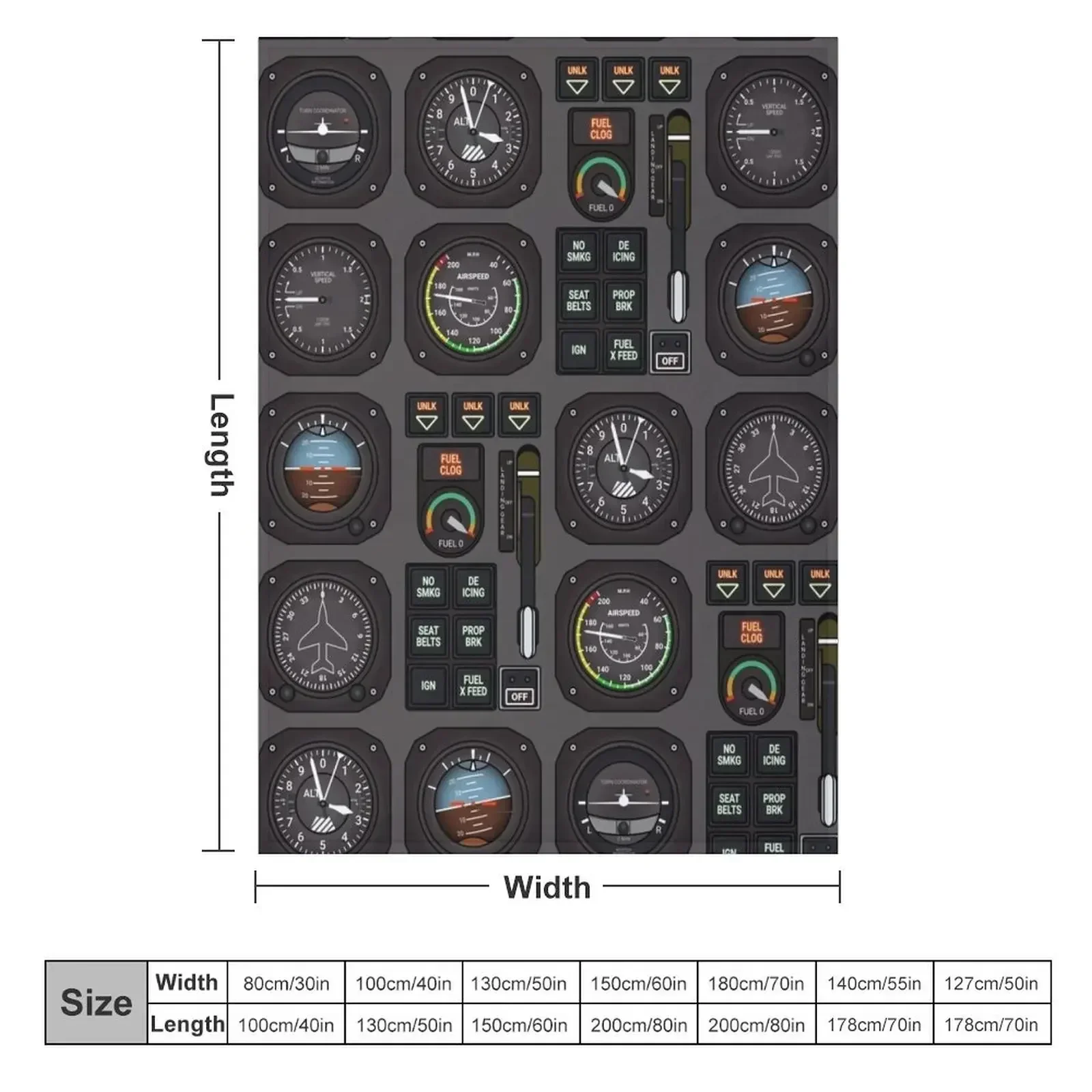 Pilot Flight Instruments Throw Blanket Luxury Designer Comforter Flannel For Sofa Thin Blankets