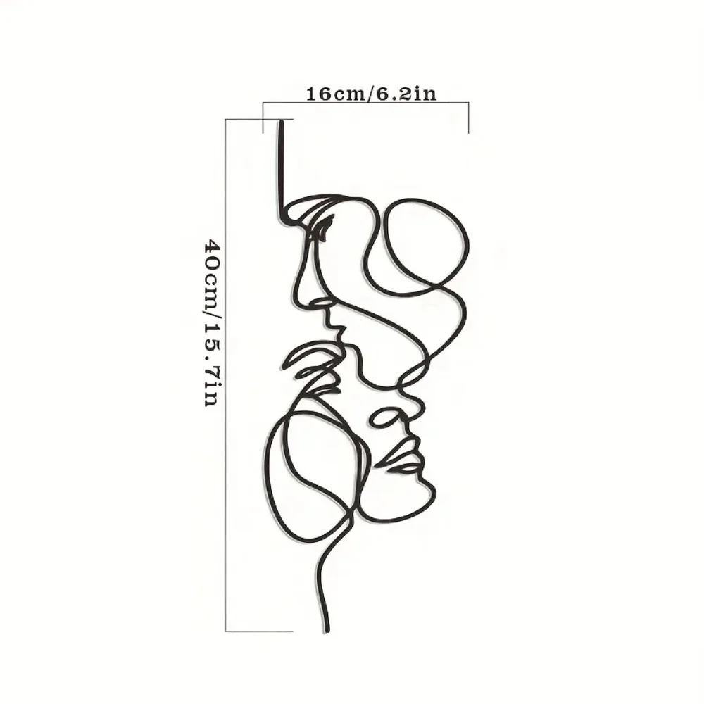 Black Metal Wall Art Wall Hanging Decor Abstract Iron Wall Sculpture Minimalist Facial Line Home Decoration Crafts