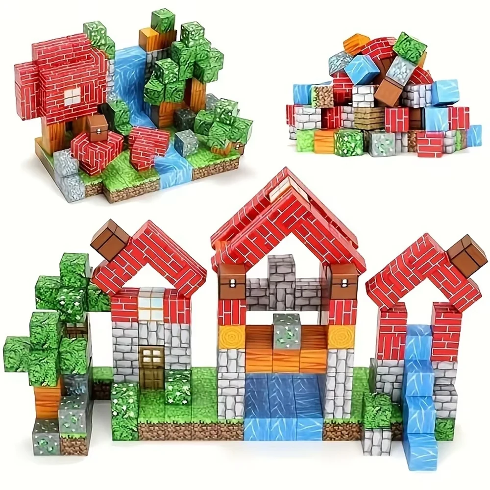 102 Uds. Bloques de construcción magnéticos Mine Magnet World Set juguetes Montessori cubos apilables juego de construcción regalo de Navidad