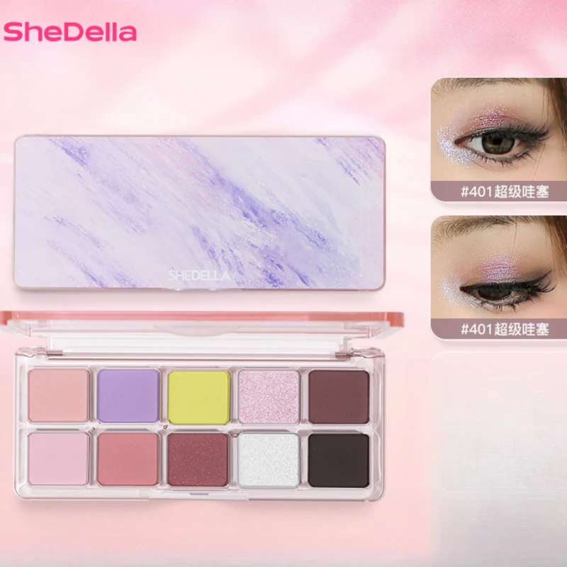 

SHEDELLA 10Colors Eyeshadow Palette Matte Shimmer Waterproof Sweatproof Lasting Pearl ShiningShine Glitter Eyes Makeup