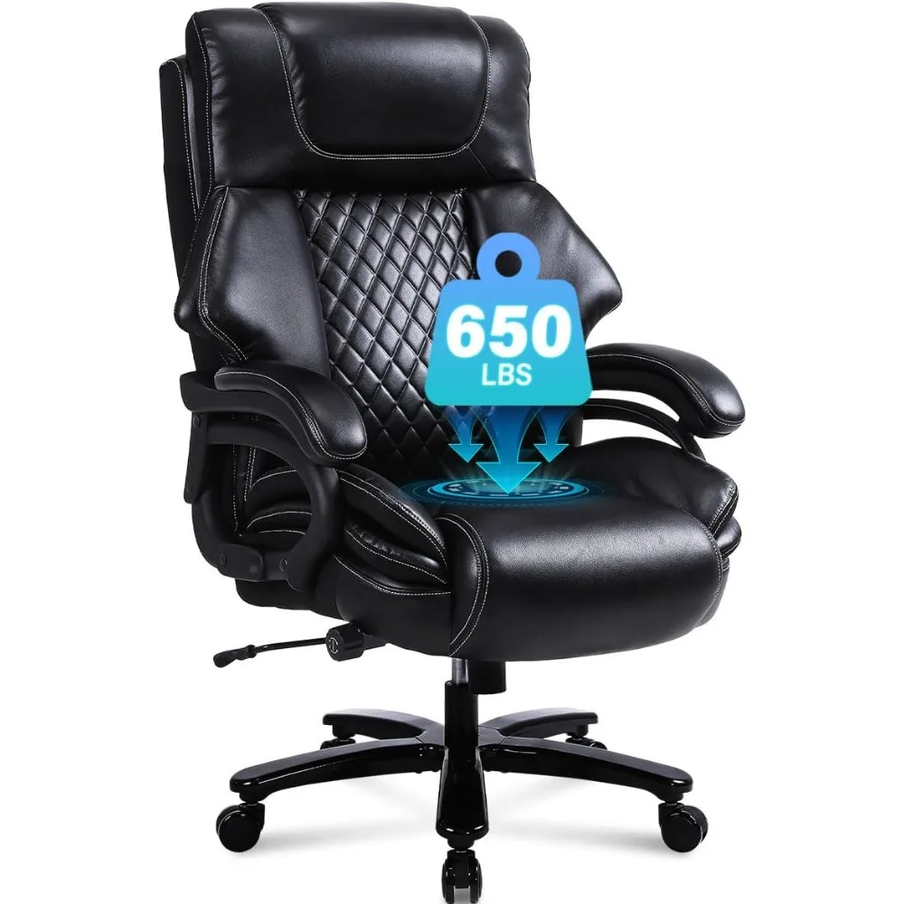 

Big and Tall Office Chair 650lbs Heavy Duty Executive Chair with Adjustable Lumbar Support, Wide Seat, Ergonomic High-Back Leath