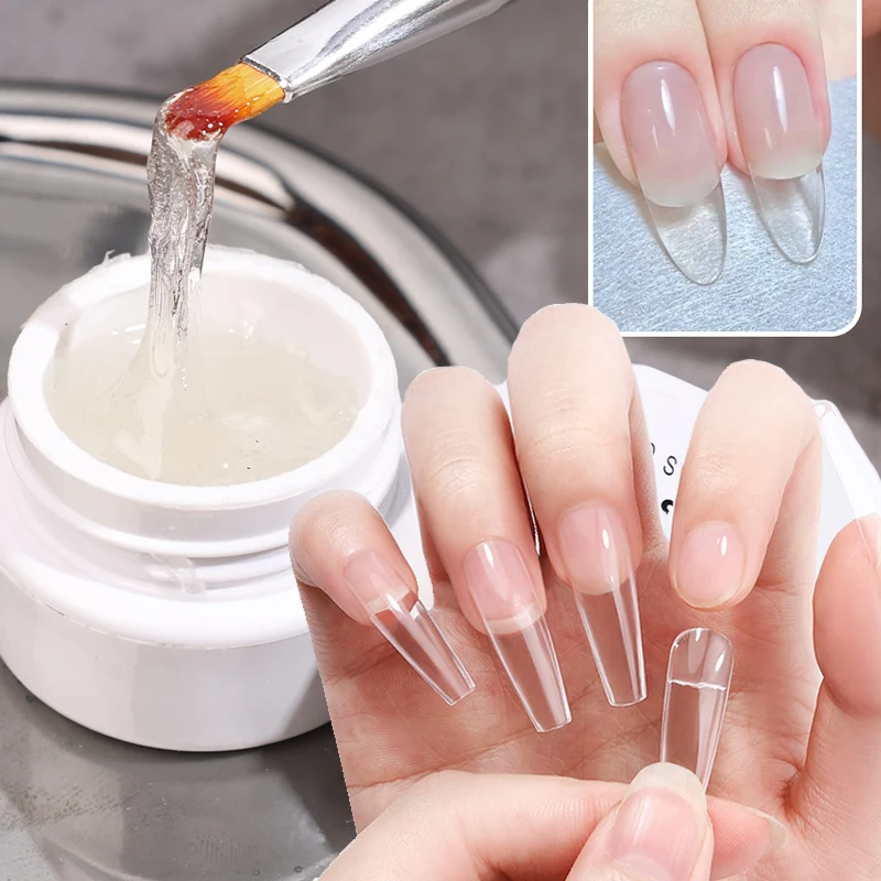 Transparent Solid Nail Tips Gel 10ml UV LED Function Carving Flower UV Lamp Nail Extension Gel Soak Off Nails Art Gel Varnish